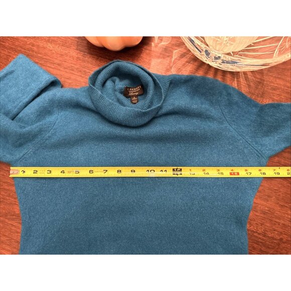 Peacock Blue 100% Cashmere Turtleneck Sweater by Charter Club Size Small - Picture 6 of 6